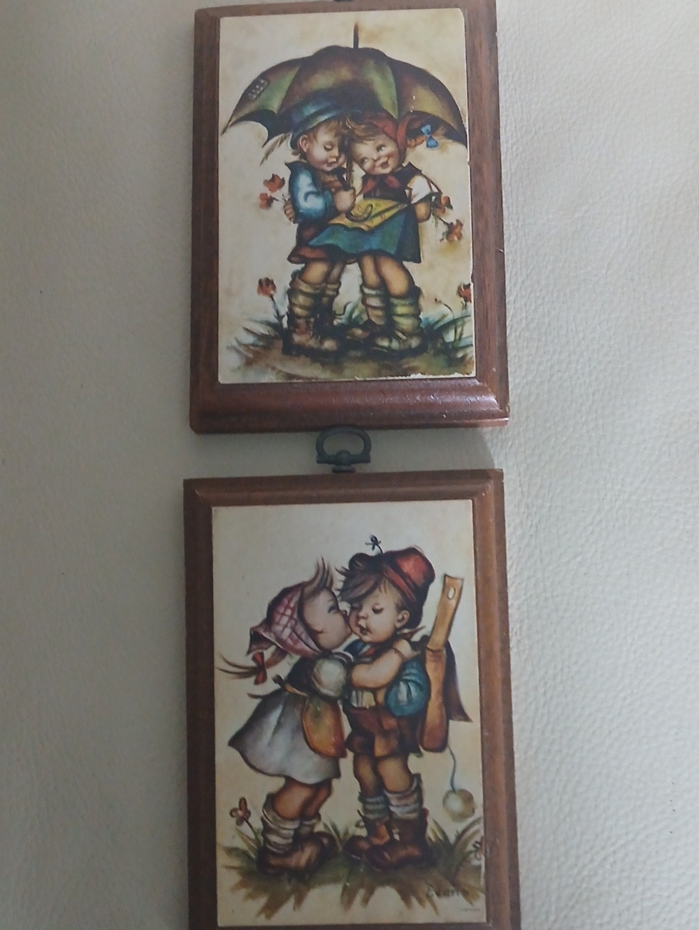 Lot Of 2 Vintage Hummel  Litho Print by Evans USA Wooden Plaques Made In Phil.